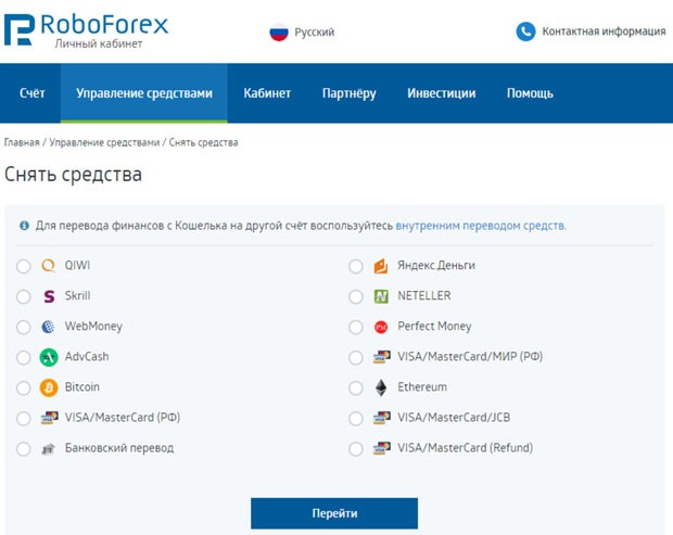 Вывод средств
