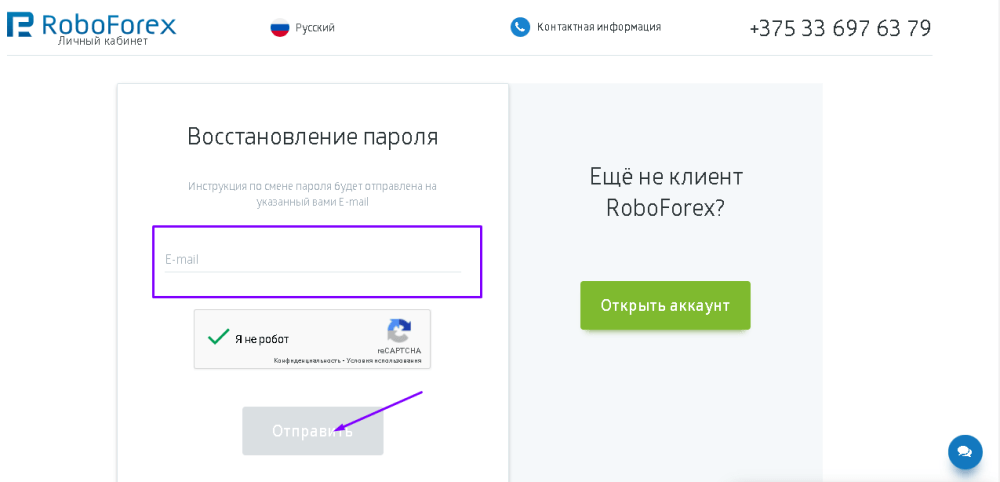 Как восстановить пароль от торгового счета RoboForex Ltd